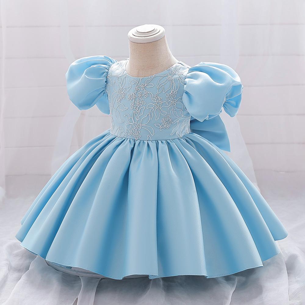 Summer Flower Bow Princess Newborn Kids Dresses for Girls Lace Ball Gown Wedding Bridemaid Prom Party Girl Dress Birthday Child Costume