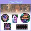 Halloween Glow In The Dark Einweggeschirr-Set für 12 mit Tellern, Bechern, Servietten und Tischdecke