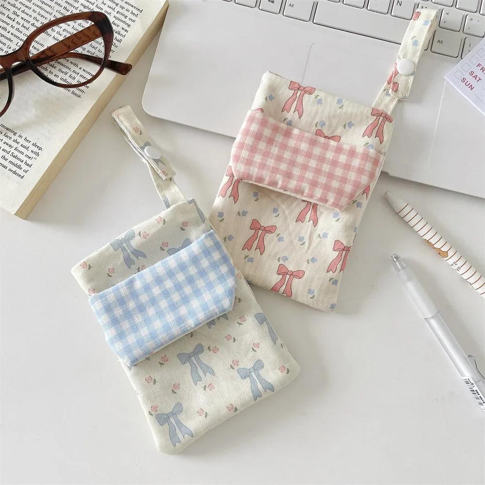 Fabric Bow Pencil Case Floral Cute Pen Holder Pouch Soft Portable Pencil Bag For Office Women & School Student & Nurse