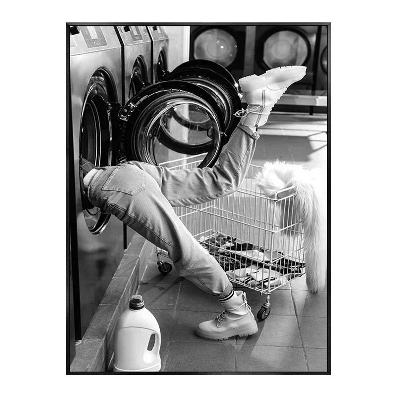 

Скандинавский Путеводитель по стирке Логотип Холст Живопись Сексуальные Женщины Логотип Прачечной Декоративная Картина Холст Настенное Искусство Картина Украшение 20x30cm no frame