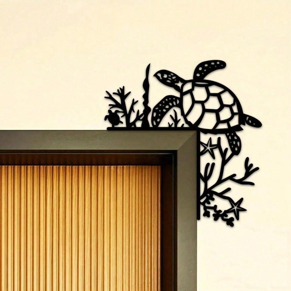 Sea Turtle Metal Wall Decor Hanging Sculpture For Door Boho Coastal Home Art Statue Indoor Room Festival Beach House Ornament Gift Ocean Lover