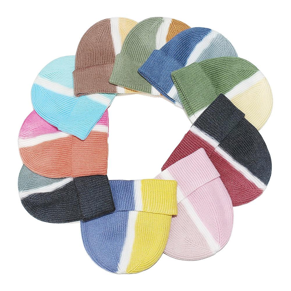 Temu winter hat children's splicing tie-dye wool hat outdoor casual versatile knitted hat 2025