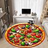 1pc Pizza Print Chair Carpet for Office, Round Polyester Mat, Indoor Decor for Office, Easycare Fabric, Washable Non-slip Area Carpet