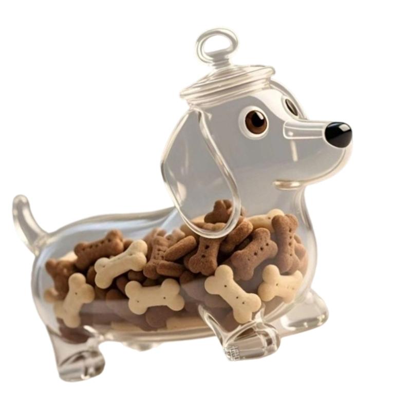 Clear Glass Pet Treat Jar Tight Lid Simple Storage For Parties Incidents