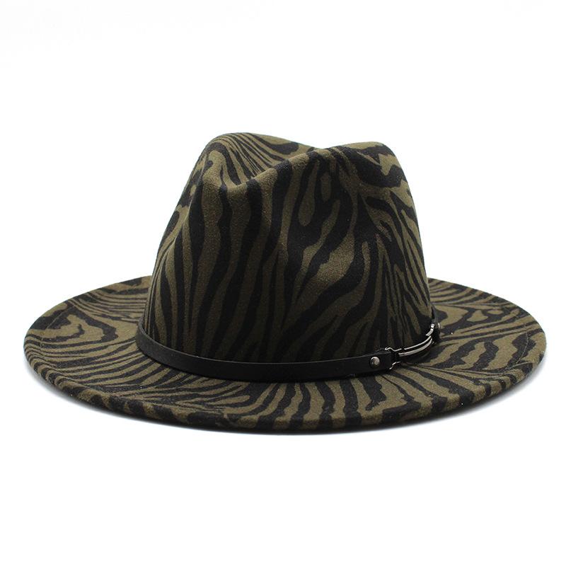 Men'S And Women'S Striped Woolen Top Hat, Jazz Hat, Felt Hat