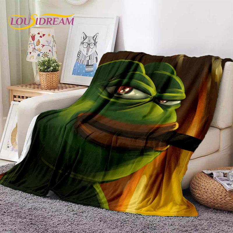 3D Cartoon Pepe Frosch Gesicht HD Weiche Flanelldecken, Überwurfdecke Bequeme Decke für Picknick Betten Sofa Haus Schlafzimmer Geschenke