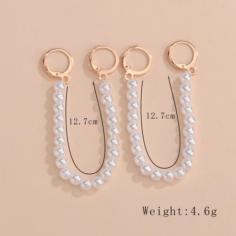 Stylish and elegant style pearl long ear clips, simple personalized earrings, suitable for women and girls commuting vacation
