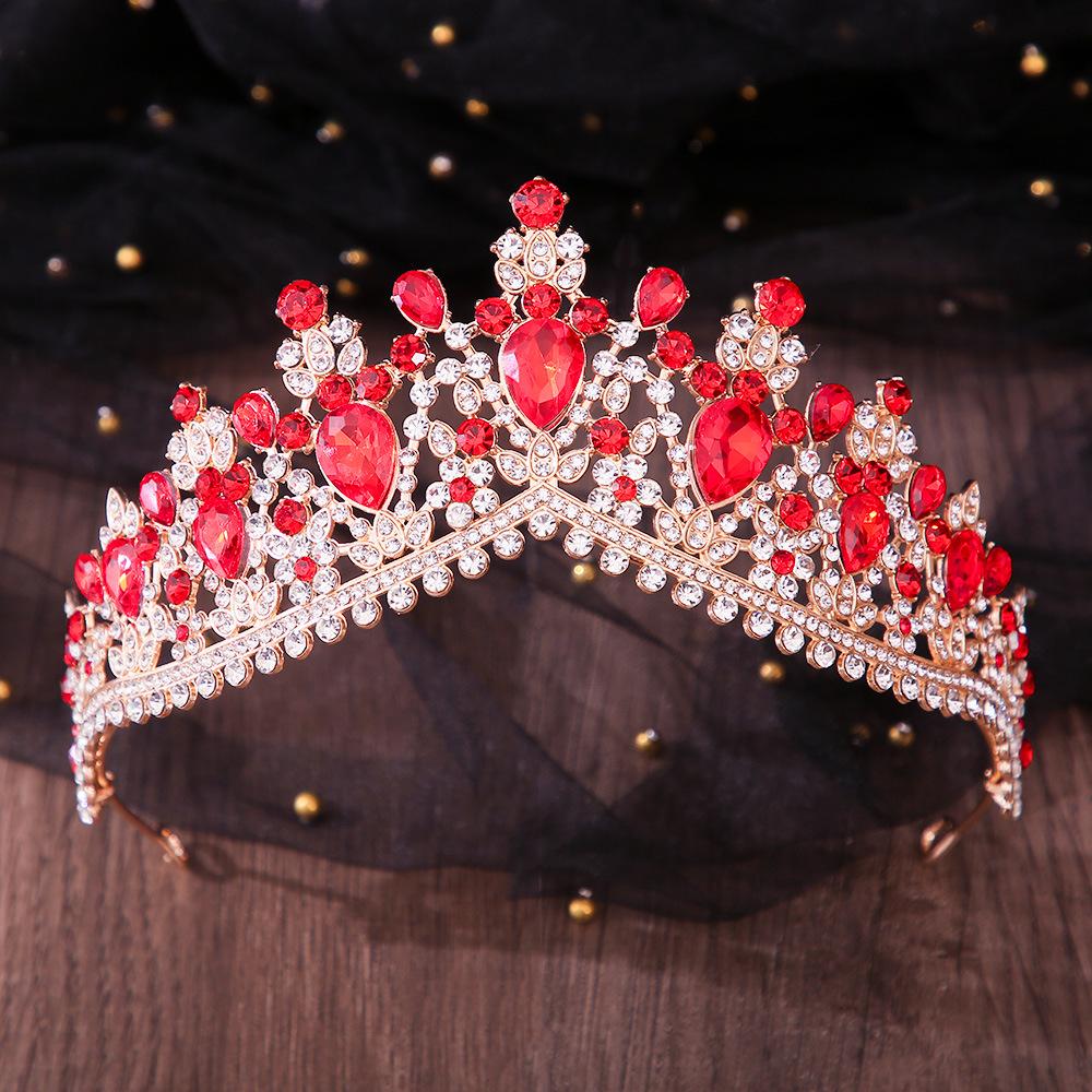 DIEZI 8 Colors Baroque Luxury AB Rhinestone Crystal Tiara For Women Wedding Party Elegant Bridal Bride Crown Hair Accessories