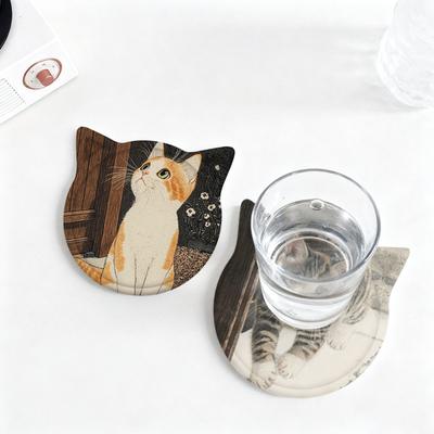 1/6 Stück Cartoon Katze Themen Keramik Getränkeuntersetzer Wasserabsorbierend Fantasy Atmosphäre Untersetzer Heimküchendekor