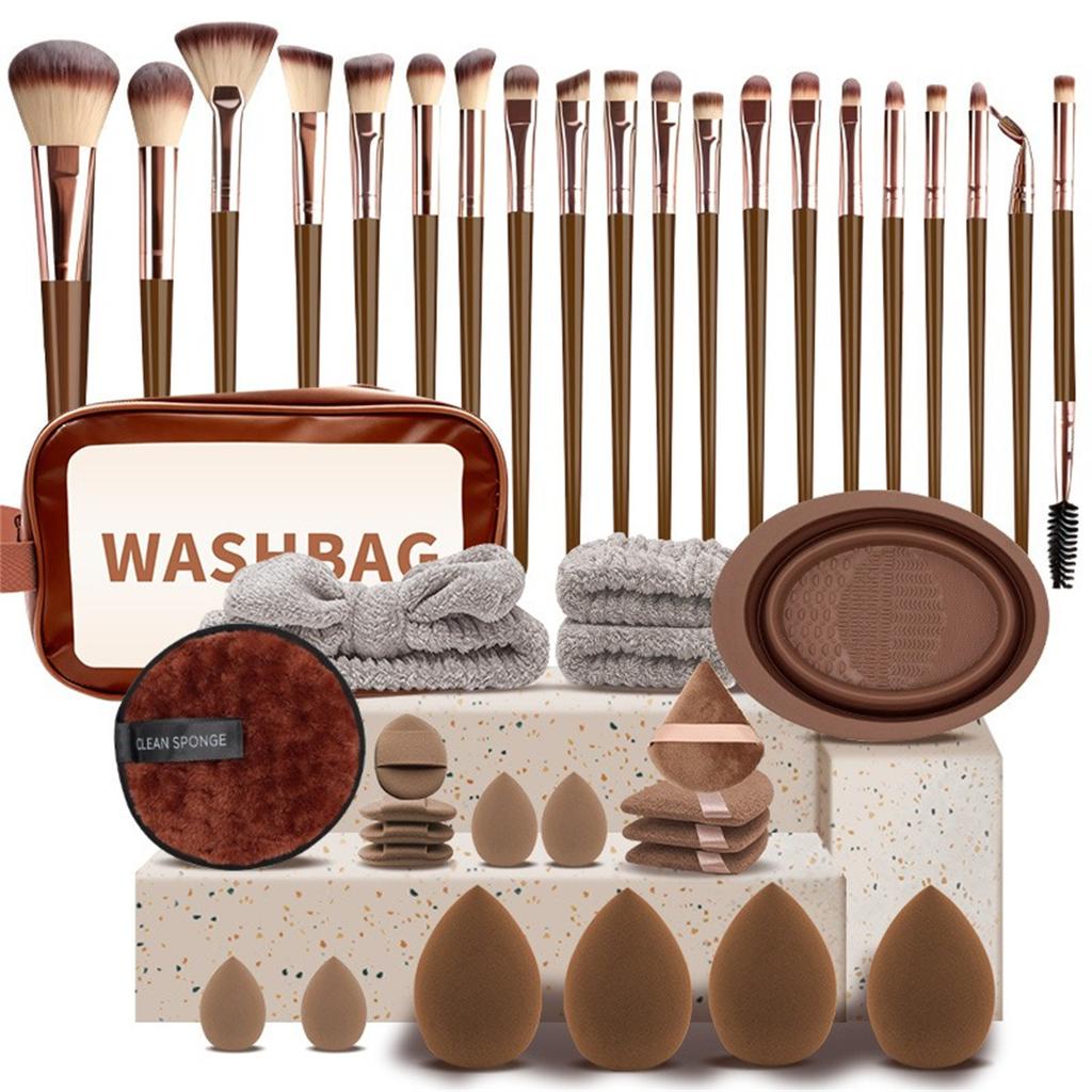 20-56Pcs Soft Makeup Brush Set with Storage Bag,Beauty Blender Sponge & Powder Puff Essential Facial Cosmetic Tools for Beginners & Makeup Lovers