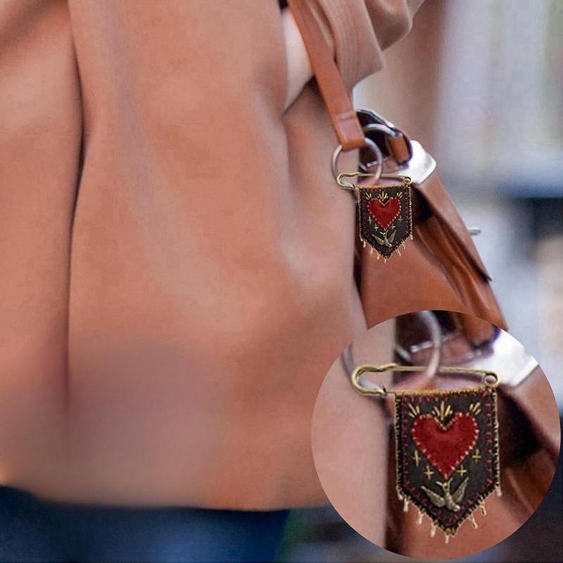 Hope'S Protection Pocket With Rosemary Hand Embroidered Protection Pocket Pin Holds Love Notes Or Any Talisman, Talisman Brooch