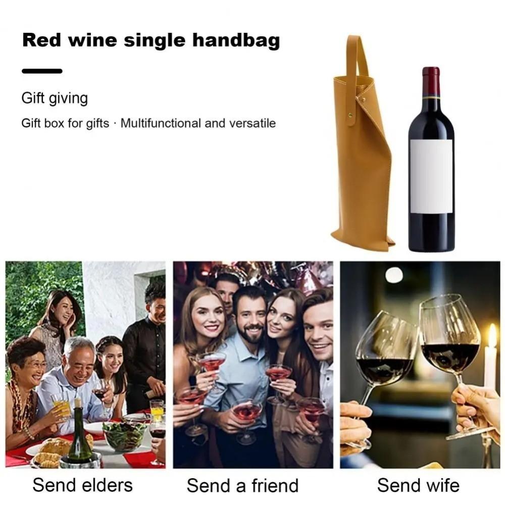 Luxury Reusable Wine Packaging Bag Protective Design Faux Leather Wine Tote Carrier with Handle Champagne Bag Bridal Shower