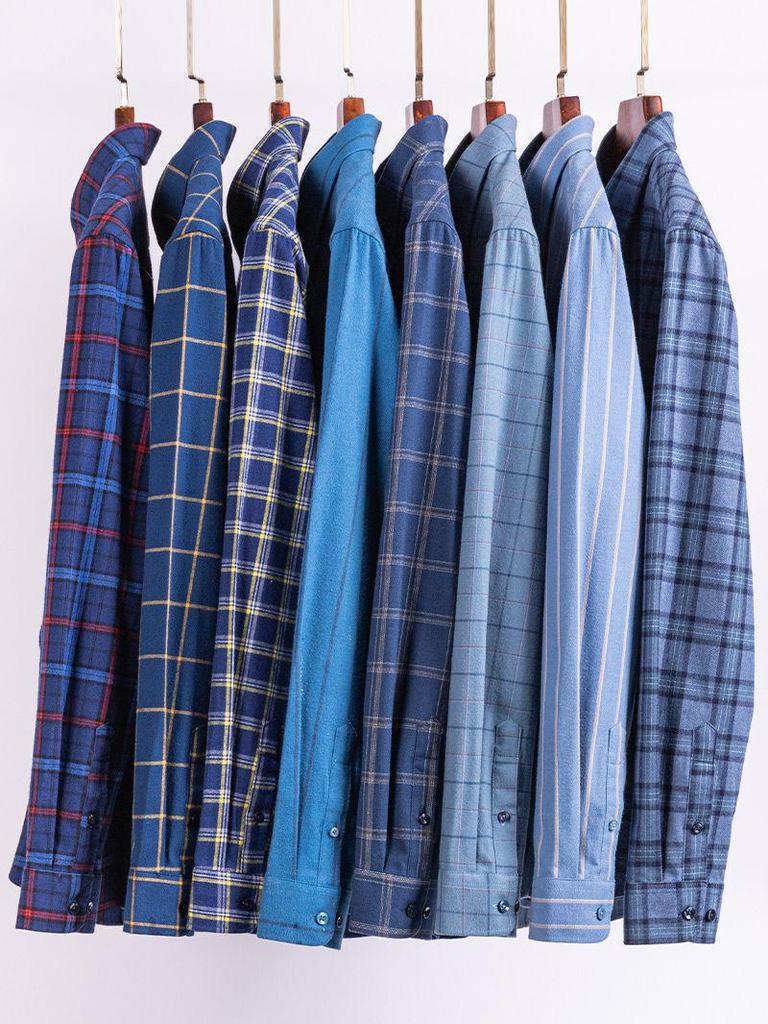 Camicia a maniche lunghe a quadri da uomo taglie forti in puro cotone (Taglie 38-46) - Abbigliamento Casual Business Autunnale
