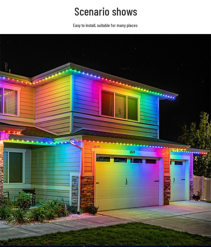 Outdoor Waterproof 220V RGB LED Strip Light with Remote & App Control for Eaves Decoration