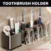 Aluminum Electric Toothbrush Rack with 2 Cups Space Saving & Easy Installs Toothbrush & Cup Holder Not Drilling Required