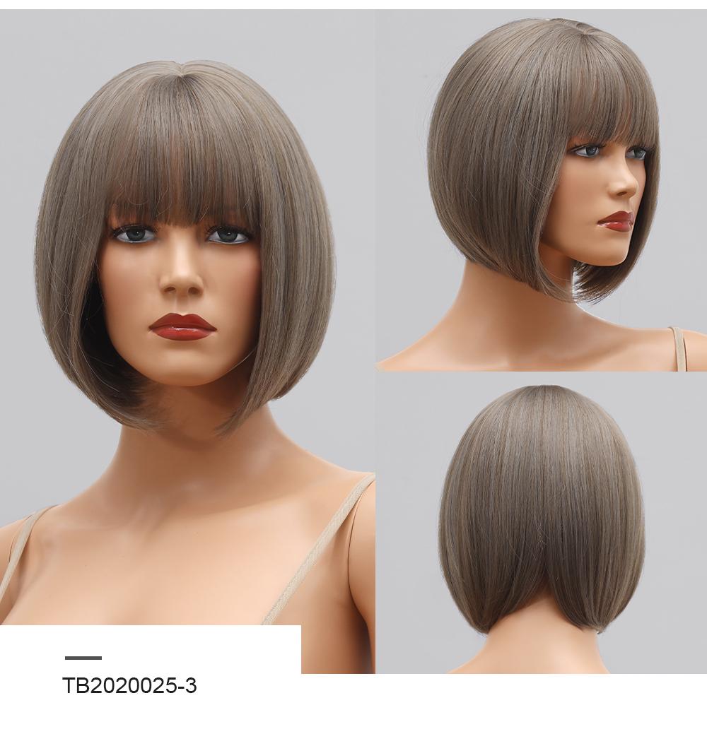 

Короткие коричневые прямые цветные парики с челкой, синтетический натуральный парик для женщин, повседневный волокно, термостойкий женский парик для косплея TB2020025-3