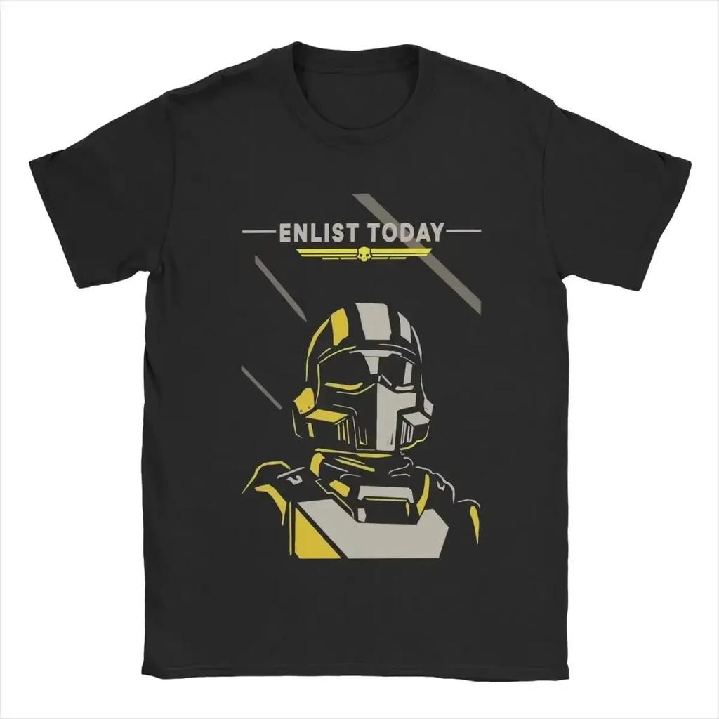 Helldivers 2 Poster Fan Art Women Men Print T Shirt Casual Tees Short Sleeve Round Collar T Shirt Cotton Summer Clothing Tees