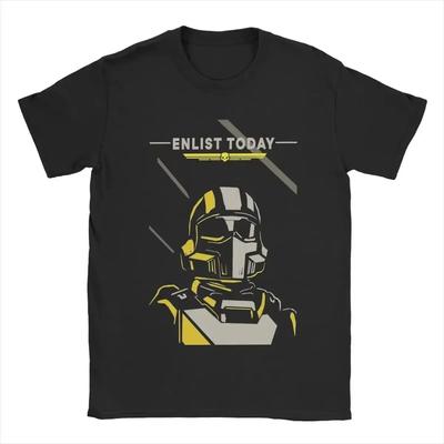 Helldivers 2 Poster Fan Art Women Men Print T Shirt Casual Tees Short Sleeve Round Collar T Shirt Cotton Summer Clothing Tees