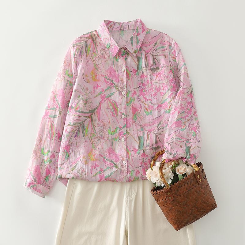 DIMANAF 2025 New Plus Size Women Tops Shirts Tees Casual Loose Blouse Print  Floral Autumn Cotton Long Sleeve