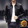 Young and middle-aged leather jacket men's locomotive clothing new loose Haining men's lapel autumn and winter sheepskin pattern leather jacket men