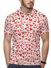 Men's Short Sleeve Polo Shirt with Flat Digital Print Pattern - No Texture