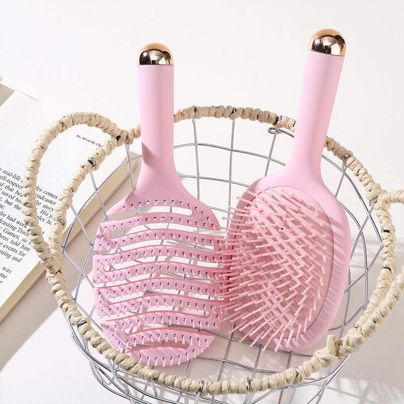 Pink series air cushion comb female self-use long hair airbag massage comb anti-static dry and wet dual-purpose hollow comb fluffy comb