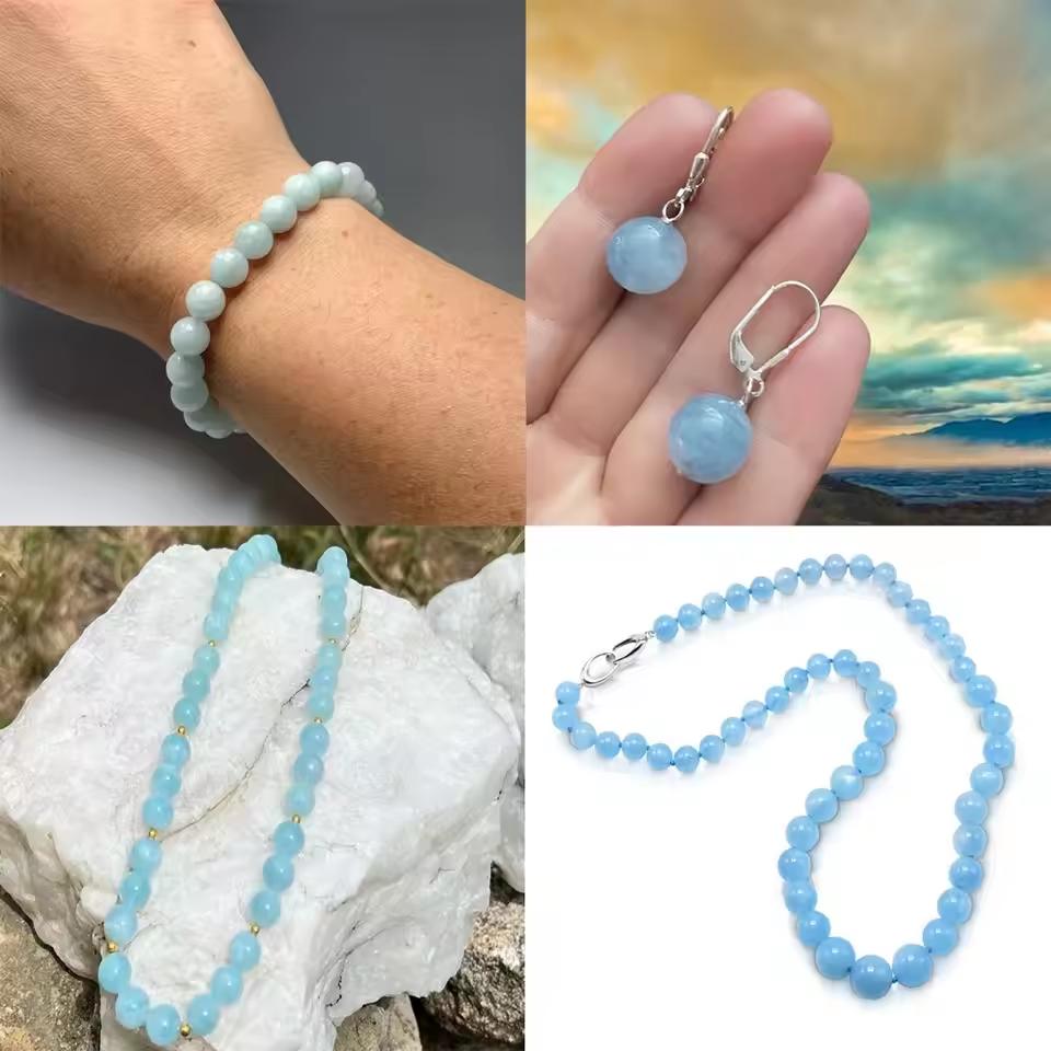 1 Strand 6mm Natural Stone Tourmaline Rose Quartz Aquamarine Amazonite Loose Bead for Jewelry Making DIY Bracelet Accessories