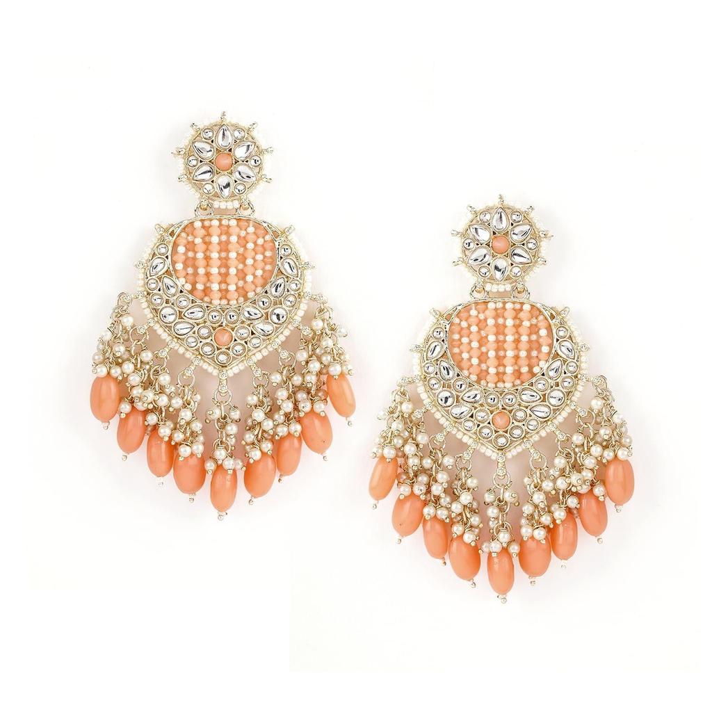 Pearl Beads Chandbali Earrings Gold Plated Traditional Wedding & Festive Jewellery for Women & Girls
