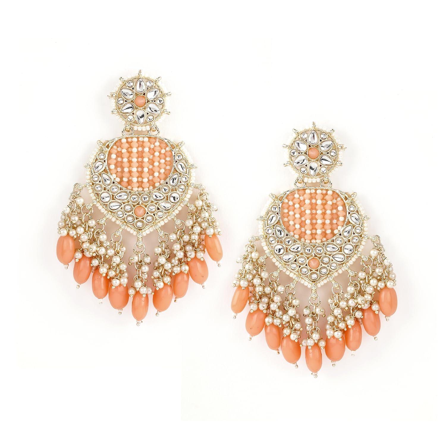 

Pearl Beads Chandbali Earrings Gold Plated Traditional Wedding & Festive Jewellery for Women & Girls Onesize