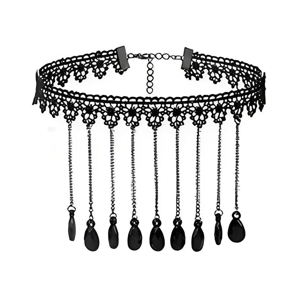 Lady Chokers Leaf Tassel Women Neck Jewelry Accessory Girl Lace Gothic Vintage Sexy Fashion Velvet Rose Beads Flower Necklace
