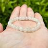 White Jade Moonlight Bead Bracelet - Handmade Natural Stone Elastic Bracelet
