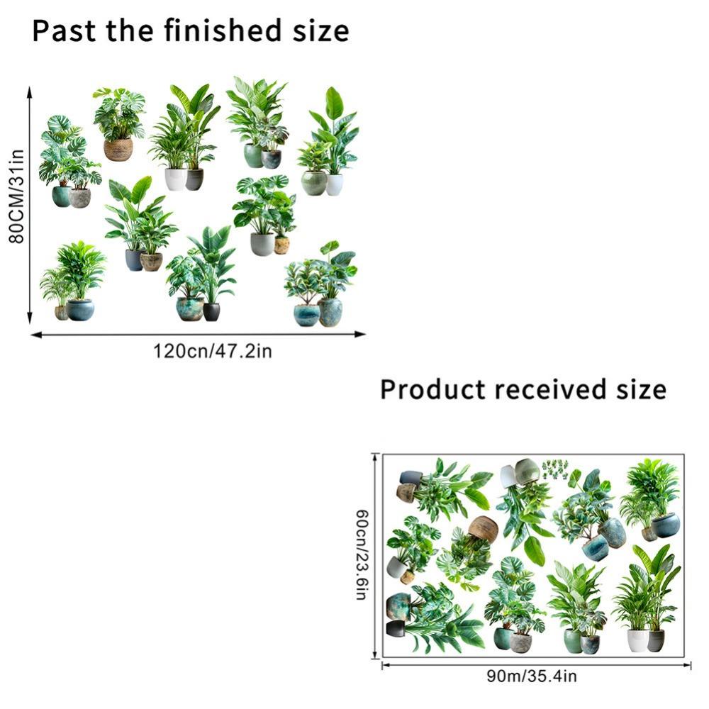 Self-Adhesive Plant Bonsai Wall Stickers Large Size Wall Mural Green Plants Wallpaper Living Room