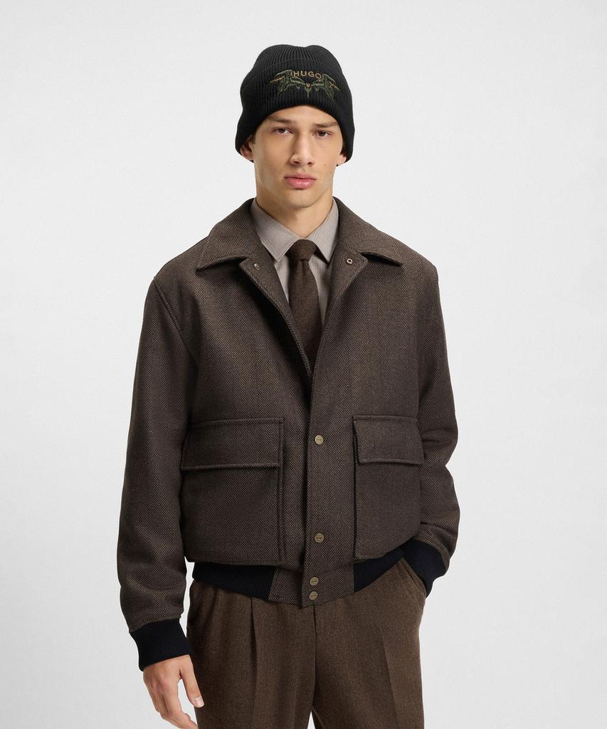 Hugo Herringbone Wool Blouson Jacket 50542617_217