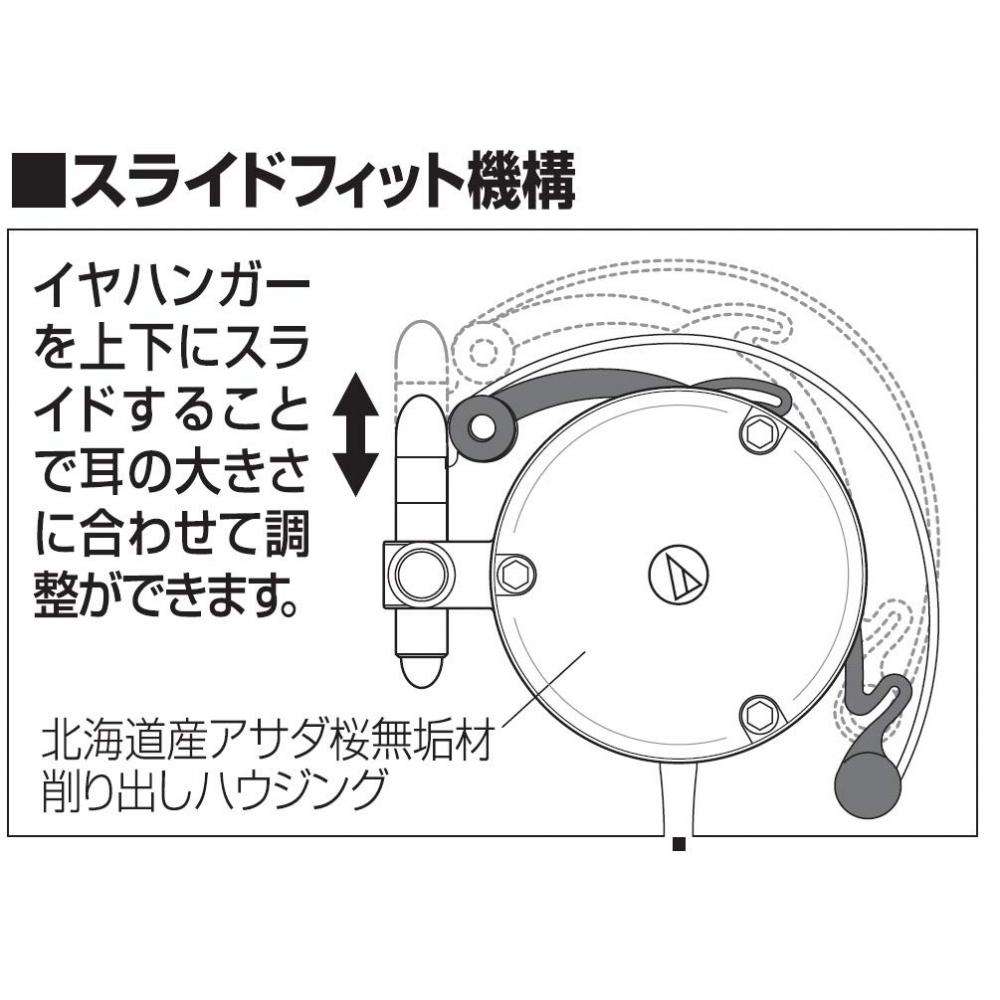 Audio Technica ATH-EW9 Headphones Wired Ear Hook On-Ear Wood Housing Brown Small