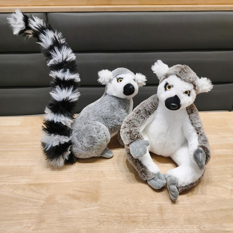 Simulation Lemur Doll Plush Toy Stuffed Wild Animal Long Tail Plushie Companion Appeasing Gift