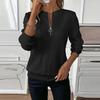 Women's Fashion Long-Sleeved Solid-Colour Casual Pullover Slim-Fit Zipper Top