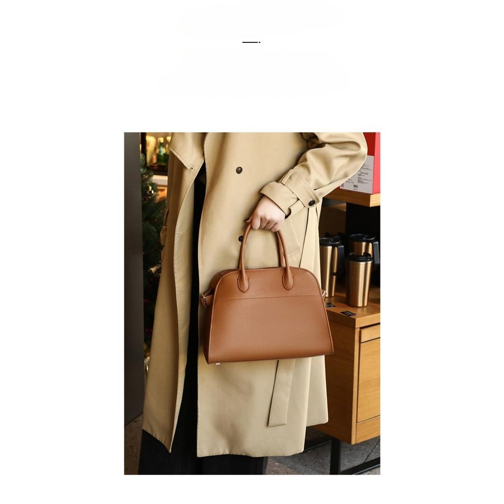 Women's bag 2025 new lychee pattern first layer cowhide shell bag large capacity niche commuting single shoulder diagonal hanging handbag