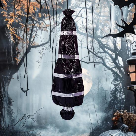 60 Inch Hanging Corpse Dead Victim Props Scary Fake Corpse In Bag Inflatable Hanging Dead Body for Halloween Indoor Outdoor Haunted House Decor