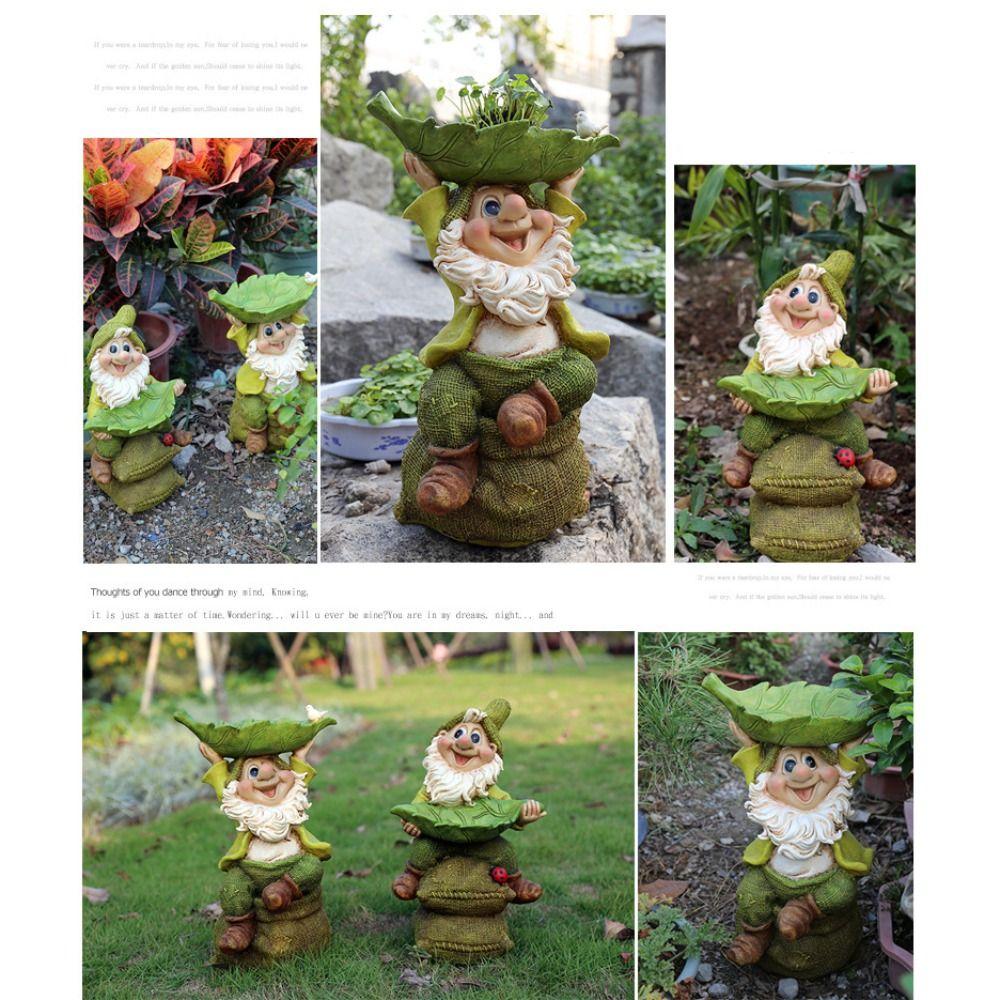 Resin Dwarf Sculpture Ornament Cute Art Statue Bird Water Bowl  for Bird Lovers Parrot