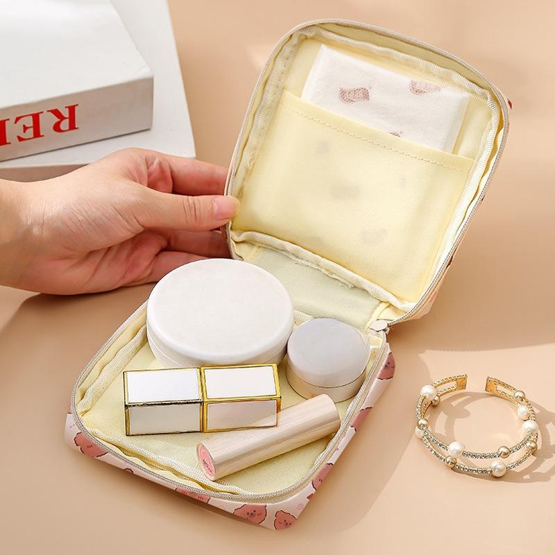 Cartoon Girl's Sanitary Napkin Storage Bag Large Capacity Multi-functional Menstrual Period Bag For Students Hygienic Cotton