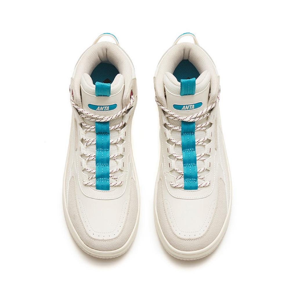 Anta Versatile Casual Lightweight Comfortable Slip-Resistant Shock-Absorbing Durable Mid-Top Sneakers Men Sneakers White 112148013R-6