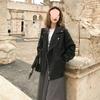 Women's Thick PU Leather Motorcycle Jacket - Spring/Summer, Korean BF Style, Loose Fit, College Short Outerwear