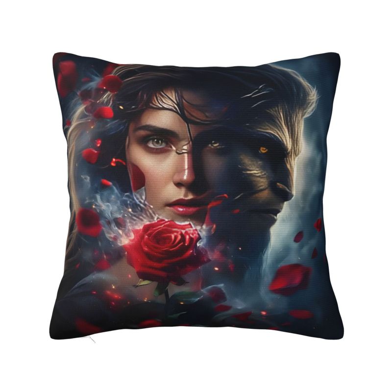 Custom Anime Beauty And The Beast Disney Nordic Throw Pillow Covers Decoration Cartoon Kawaii Romantic Fantasy Film Car Cushion