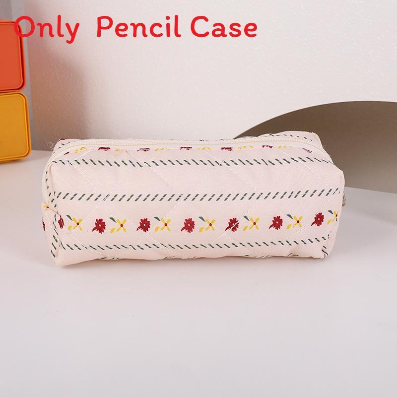 Cute Floral Cotton Makeup Brush Bag With Portable Design For Travel And School