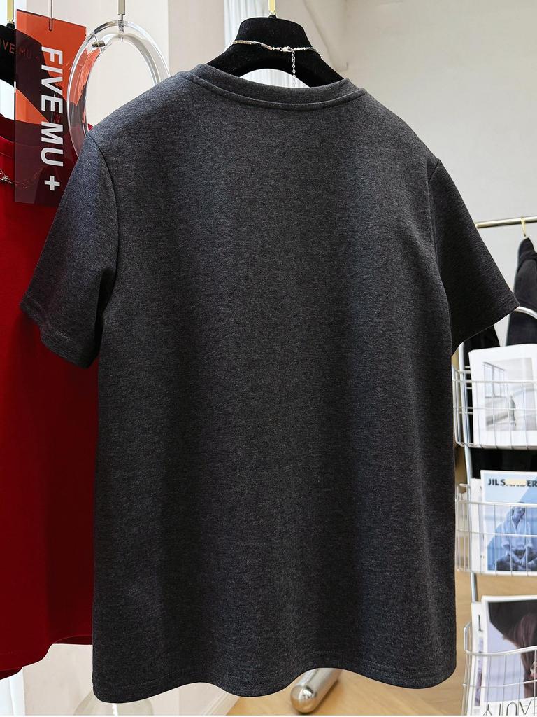 Plus Size 240 Jin Early Spring Round Neck Short Sleeve Cartoon Embroidery Women's T-shirt