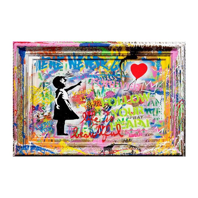 Banksy-pinturas en lienzo de globo con chica, arte callejero de Graffiti, nunca te rindas, arte de pared, carteles abstractos, imágenes, decoración del hogar