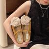 Fashion Aphixta New Big Flower Dec Slippers Khaki Sweet Women Slippers Soft Sole Slip On Outside Round Toe Shoes Flat Heel Fashion Slide