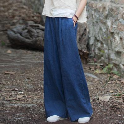 Pantalon Rétro en Coton Lin pour Femme - Printemps/Été Pantalon Décontracté Lavé Sable