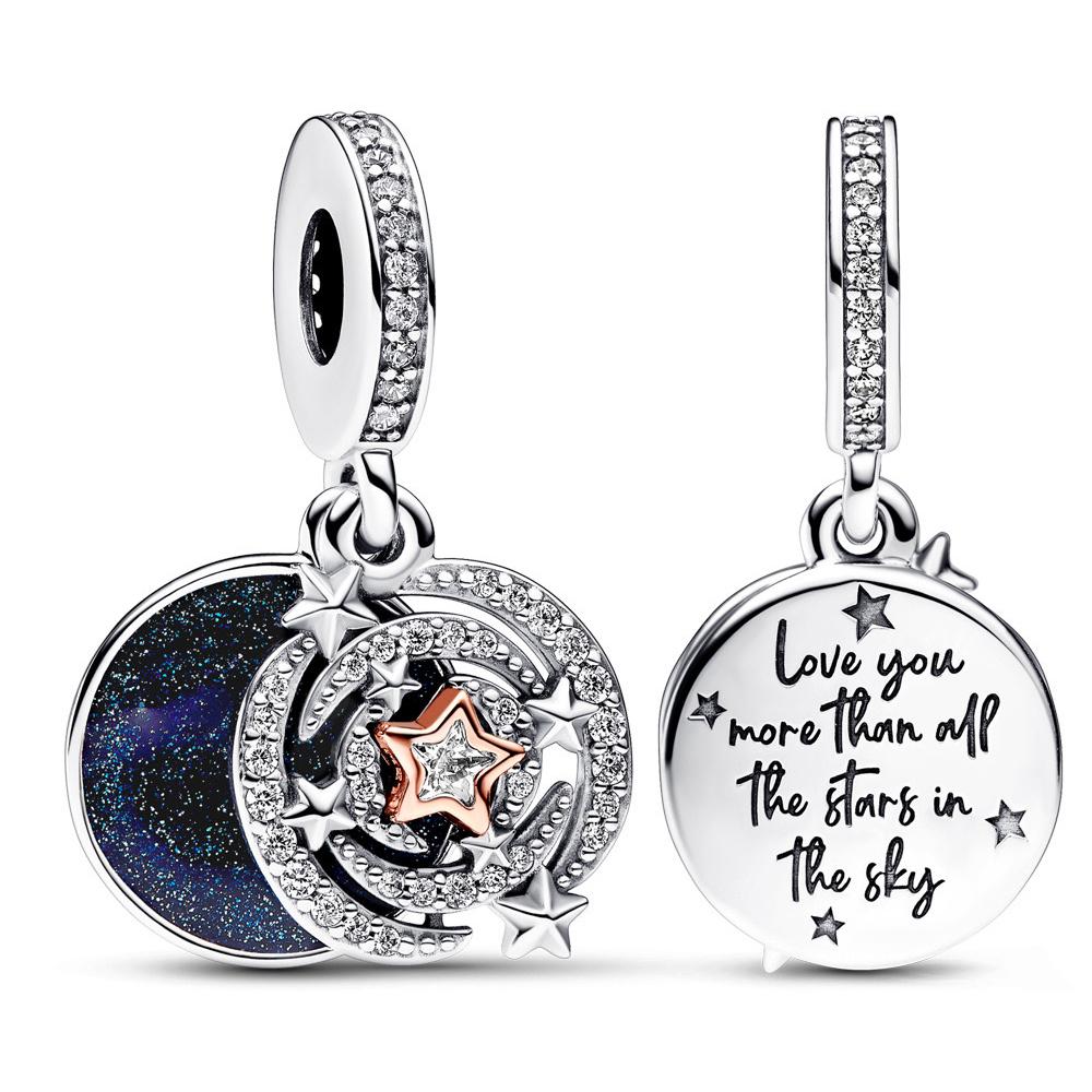 New Moon & Star Series Luck Twinkle Sun Dangle Charms For Originalcharms Bracelet Trinket Copper Charm Women Diy Jewelry