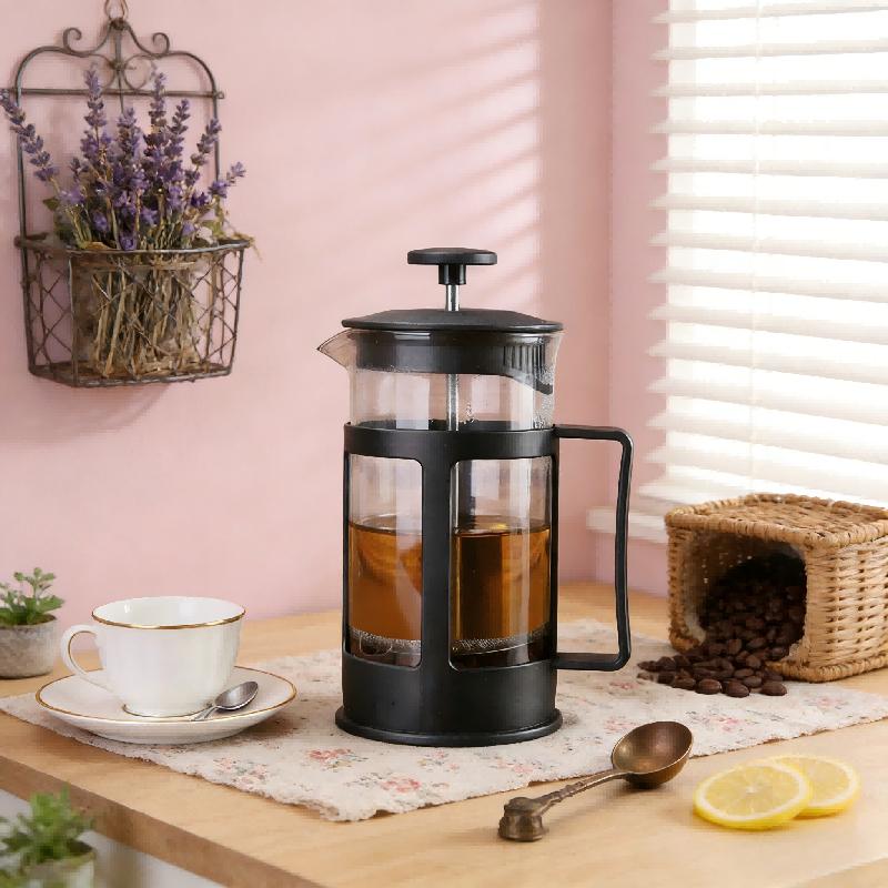 Heavy Duty French Press Coffee Maker 12Oz Heat-Resistant Glass Rustproof Filter Dishwasher Safe Tea Coffee Brewer with Handle